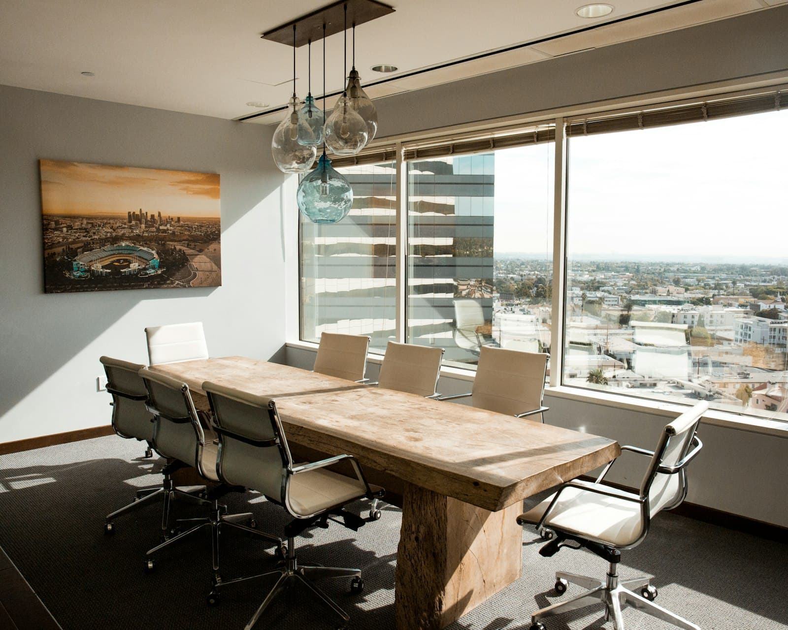 Executive conference room prepared for a meeting