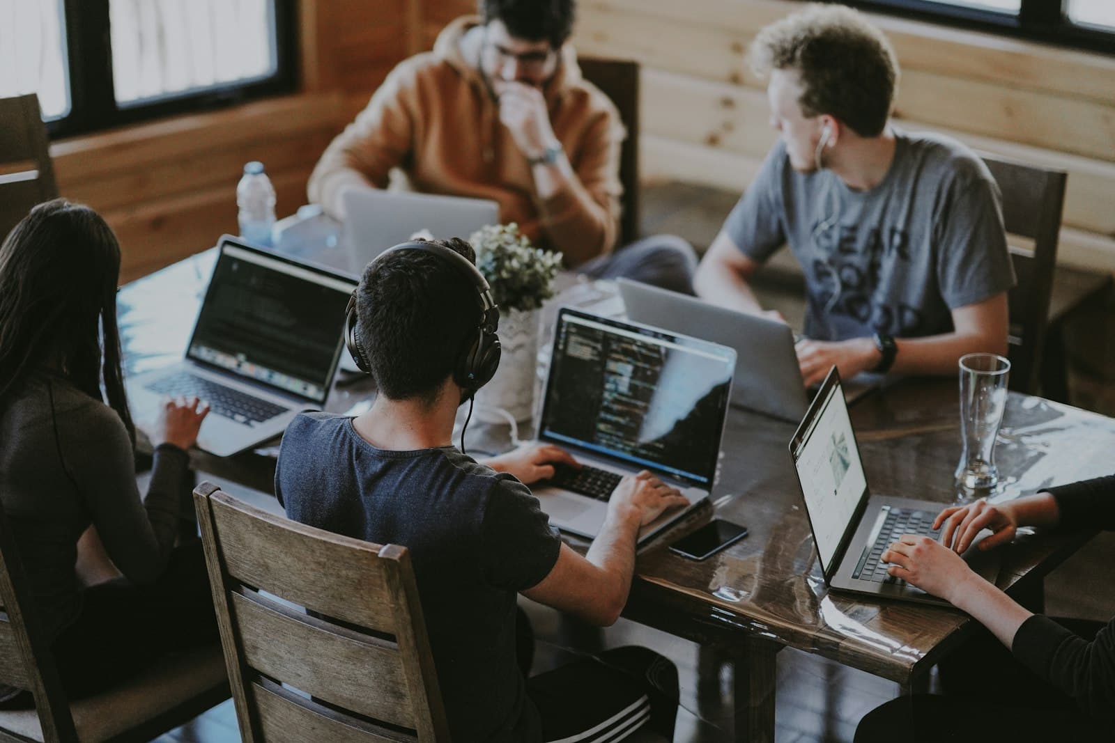 Diverse team collaborating in a bright office